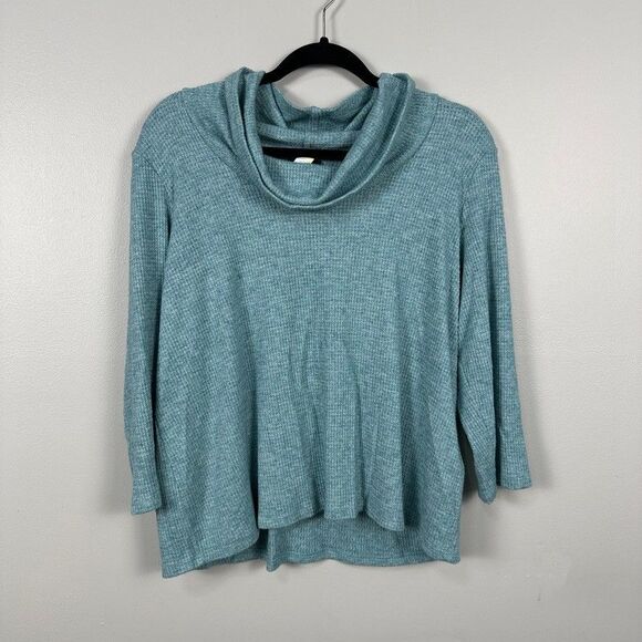 J. Jill Sweaters - J. Jill Wearever Waffle Knit Blue Pullover Sweater Medium Petite Long Sleeve